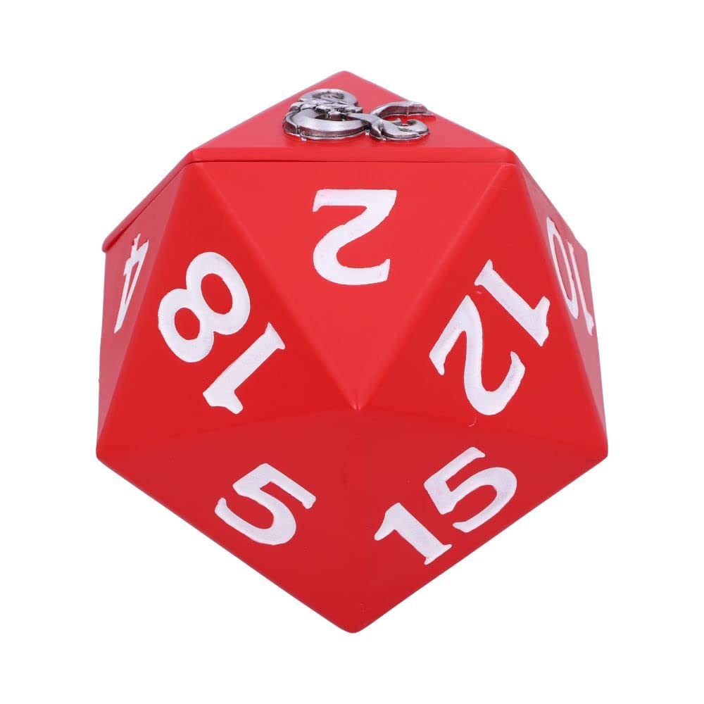 NEMESIS NOW Boîte de Rangement D20 sous Licence Officielle Dungeons & Dragons, Rouge, 13,5 cm