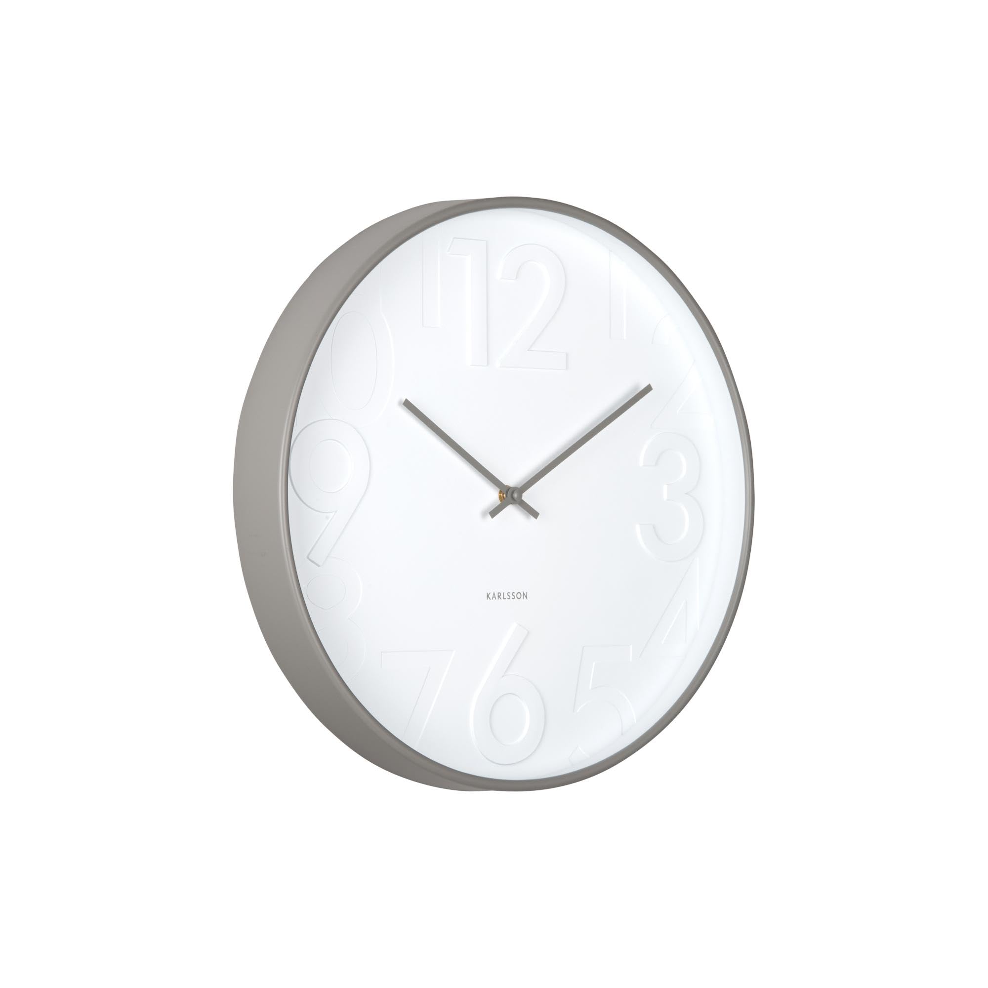 Karlsson Dark Grey Debossed Numerals Wall Clock With Coloured Case & Matching Hands - Sweep Movements (Dark Grey)
