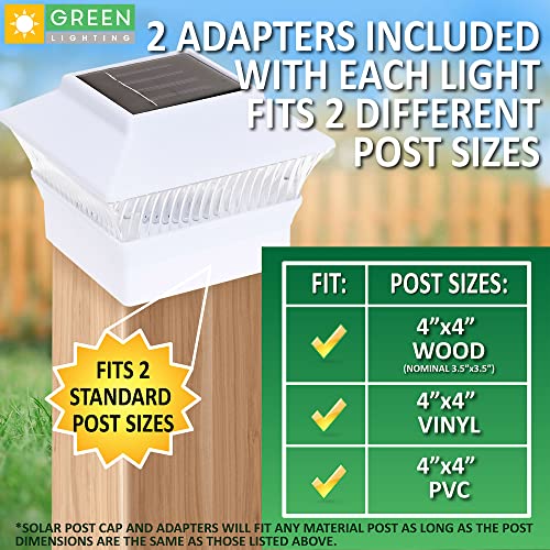 GreenLighting Standard #1 4x4 Solar Post Cap Lights - 4x4 Post Caps for 4x4 Nominal Wood, Vinyl/PVC Fence Lights Outdoor Waterproof - Solar Deck Post Lights (White, 12 Pack)