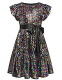 GRACE KARIN Seqin Dress for Girls Size 10-12 Sequin Sparkle Party Knee Length Dress
