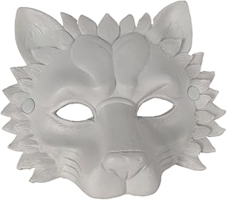 DIY White Lion Mask with Elastic Band, Blank Unpainted Animal Half Facemasks for Halloween Carnival Masquerade Cosplay Costume Prop, Novelty 3D Lion Mask for Dance Party Supplies