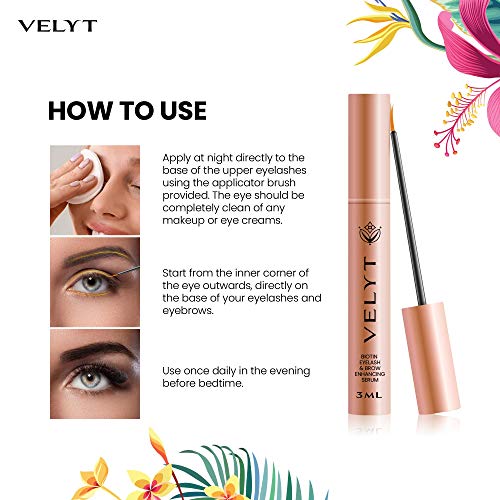 Velyt Biotin Eyelash & Brow Enhancing Serum - Lashes Serum Growth Rapid-Longer Fuller Lashes - Natural - Irritant Free (3Ml) #TOP4