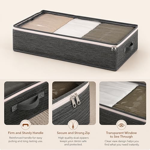 Image of Lifelong Multipupose Storage Bag for Home | Underbed Organizer for Blanket, Clothes & Comforter | Non-Woven Fabric & Transparent Window | Storage Bag for Clothes | (100 x 15 x 45) | (LLUBS01, Grey)