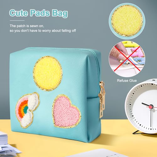 Image of airogym Period Bag for Women, Sanitary Napkin Storage Bag, Functional PU Leather Sanitary Pad Bags for Panty Liners, Tampons, Menstrual Cup Pouches, Sanitary Pads Organizer with Zipper