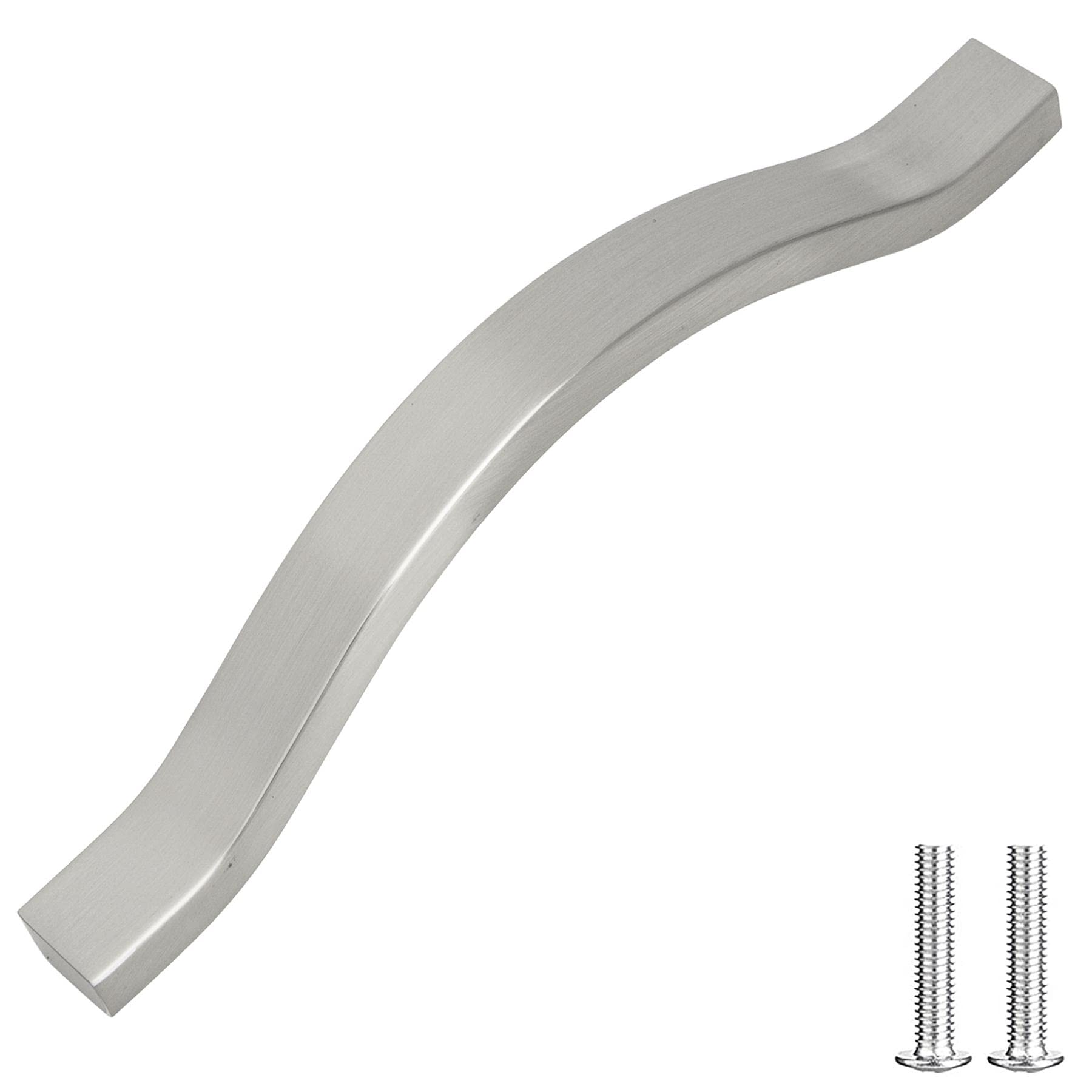 Decoranddecor Brushed Chrome Bow Pull Handles For Cabinets Cupboards Furnitures Alloy Material (, 128Mm)