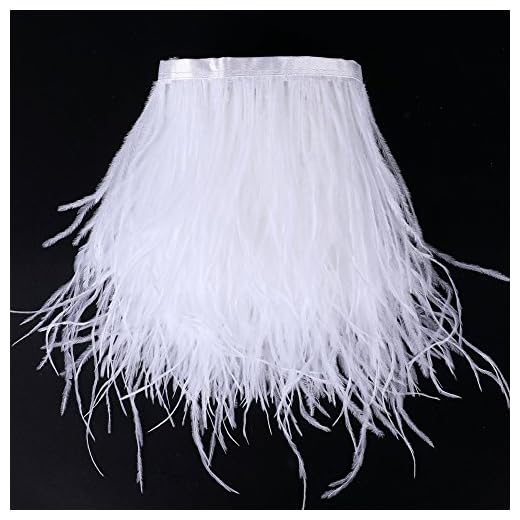 Ribete de flecos de plumas de avestruz, para costura, manualidades, disfraces, decoración, 1,83 m blanco