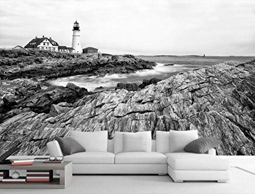 Papel Pintado Pared Dormitorio Fotomurales Decorativos Pared Tapiz De Pared 3D Costa Faro Mar Paisaje Blanco Y Negro Fondo Pared Papel Pintado Cuadros Habitacion Bebe Posters Mural Pared Cover