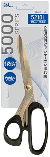 貝印 左利き用 裁ちばさみ 切れ味と耐久性 210mm 5210L 左手用 日本製 厚地や薄地までスムーズに切れる ステンレス鋼 指あたりの良い樹脂製ハンドル 布 紙 手芸 洋裁 DIY はさみ ハサミ 022CA0012