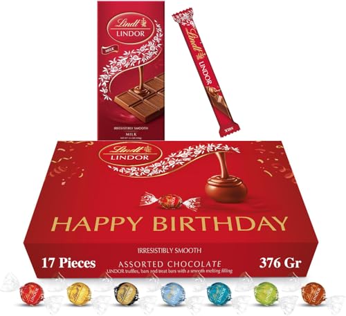 Lindt Lindor Happy Birthday Chocolates Gift Box - 376g (17-Piece Set)