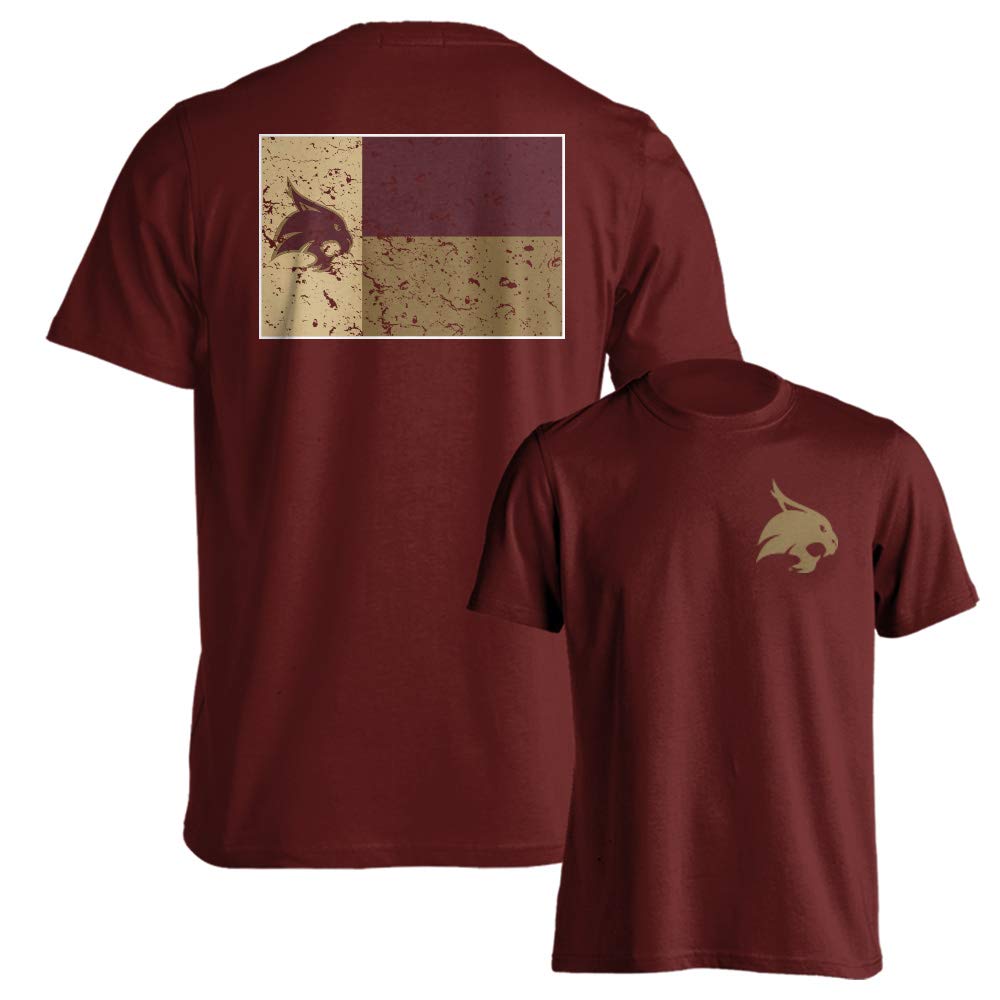 Sport Your Gear Texas State Bobcats Official Texas Flag Logo Short Sleeve T-Shirt (Maroon, L)