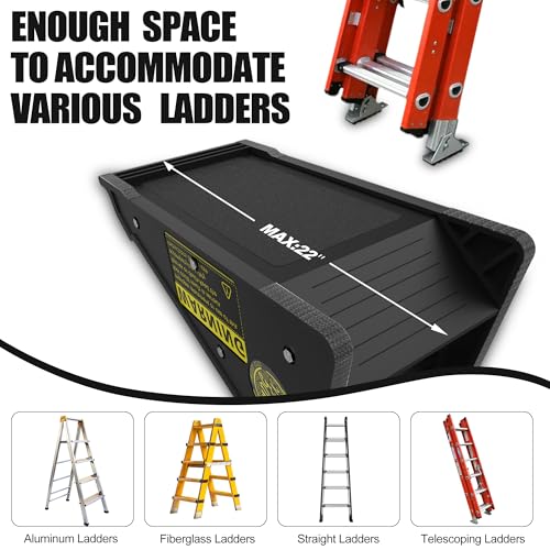 Image of Stable Platform Ladder Leveler - Ladder Levelers for Extension Ladders with Storage for Uneven Surfaces (Regular Black)