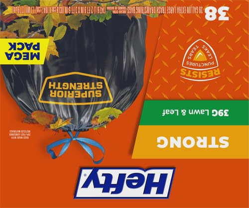 Image of Hefty Strong Lawn & Leaf Trash Bags,39 Gallon,38 Count (Pack of 3)