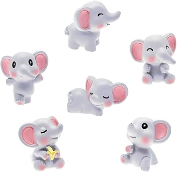 12 Pcs Lovely Elephant Figure Animal Toys Set Cake Topper, Micro Landscape Decor Fairy Garden Miniature Elephant Figurines Collection Playset for Christmas Birthday Gift Desk Decorations