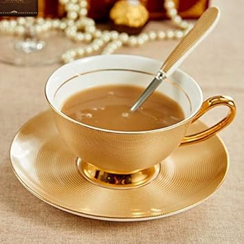 Generic Style A: Yefine Ceramic Afternoon Black Tea Cups and Saucers Bone Coffee Cup with Tray Porcelain Drinkware Set Bi