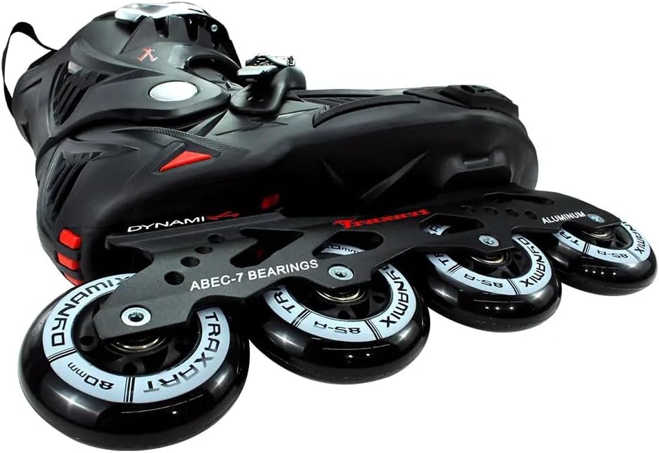TRAXART Urban Freestyle Inline Skates Black Dynamix Hardboot, Aluminum Frame, 80mm Wheels, ABEC-7 Bearings for Men & Women