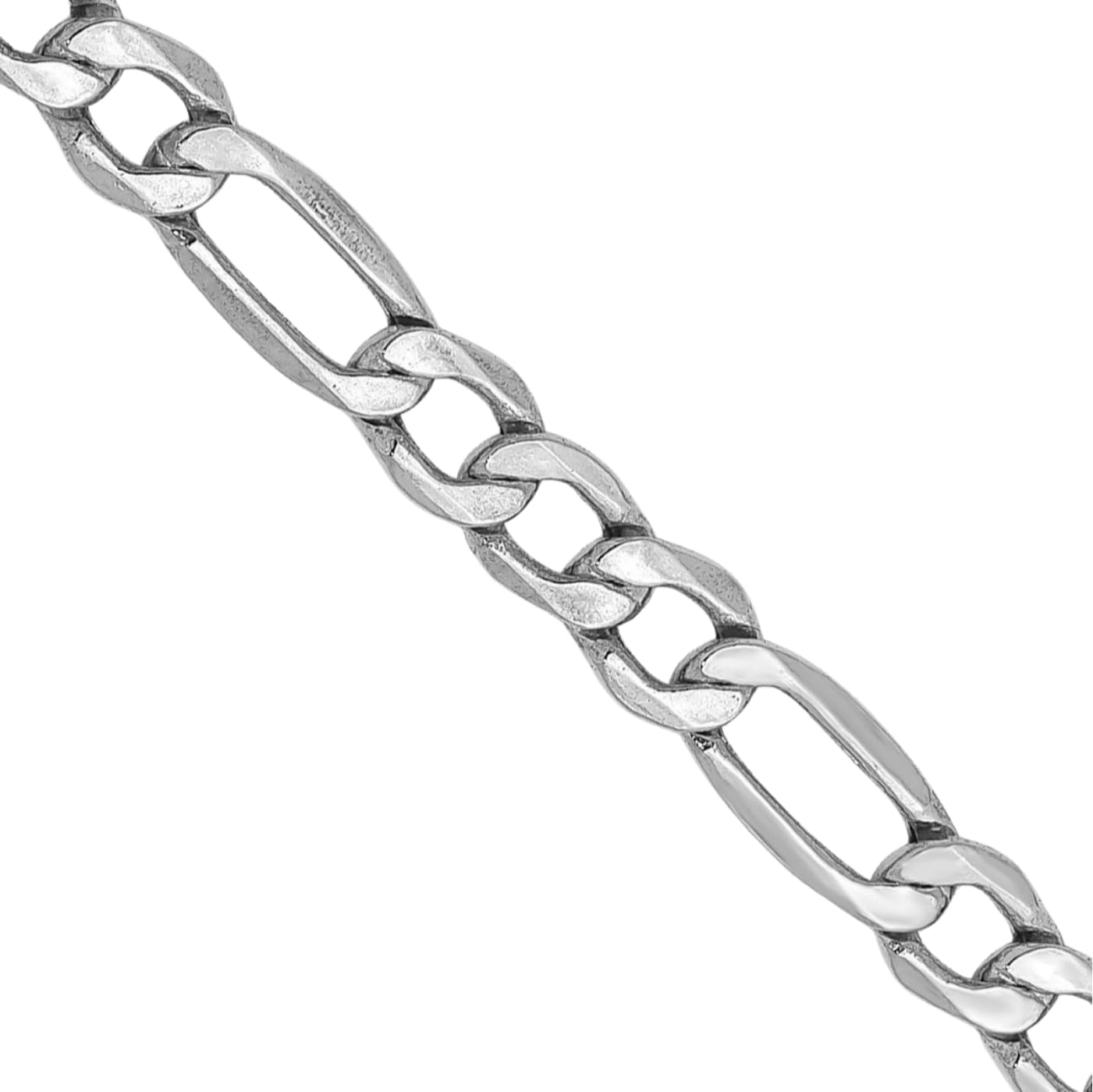 IceCarats 14K White Gold 3.5mm Figaro Chain Necklace, Polished