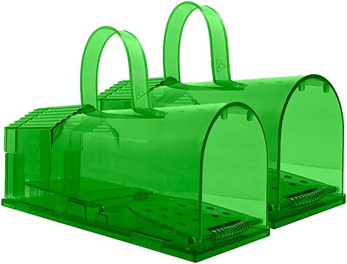 URbazaar 2 Pcs Mouse Trap,Rat Trap Easy to Carry with Handle Safe and Clean, Large Size Trap for Mice, Squirrels, Chipmunks and Small Rodents