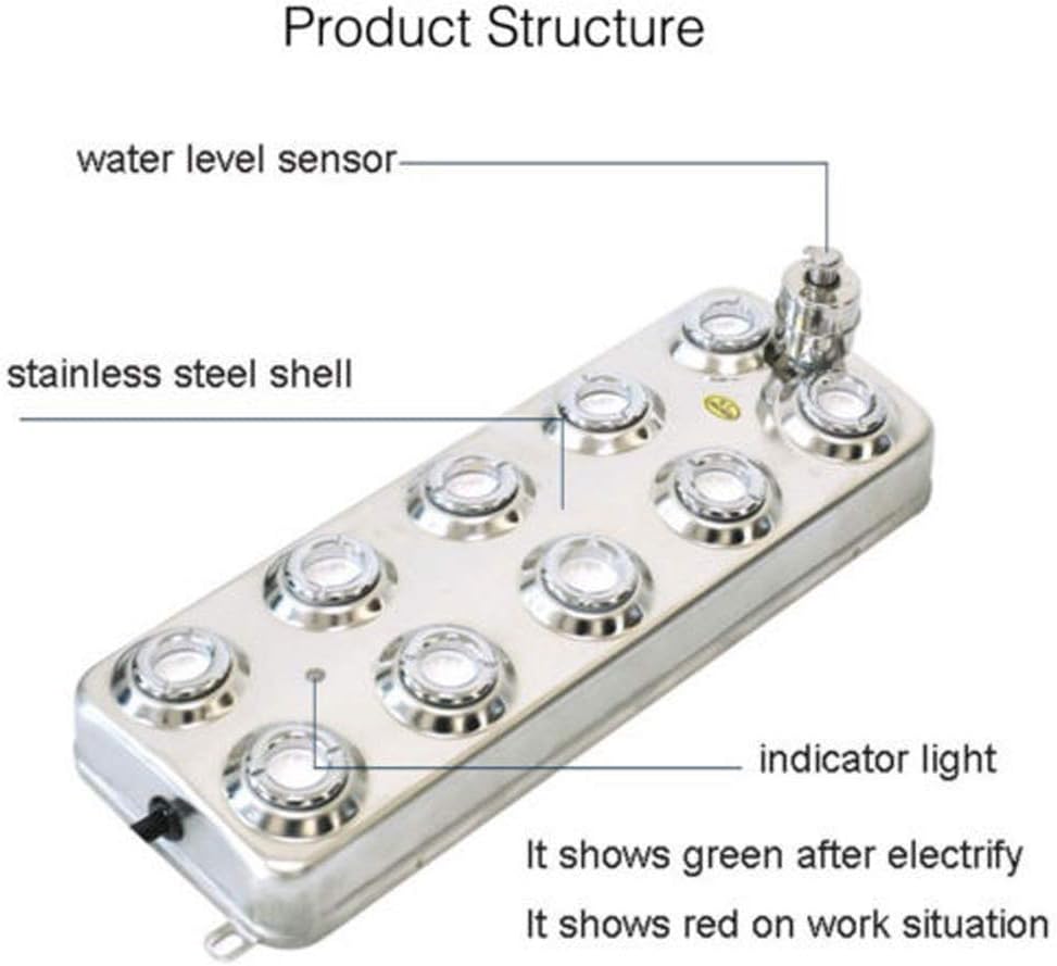 Mist Maker 10 Head Ultrasonic Mist Maker Fogger Mister Air Humidifier Fog Machine with Waterproof Power Supply for Gardening Pond Pool Rockery Balcony Landscape