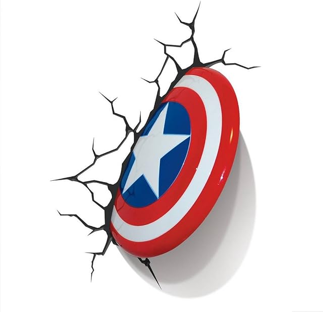 Light 816733002187 Lampa Ścienna Marvel Captain America Tabliczka 3D FX, Czerwona, Biała I Niebieska