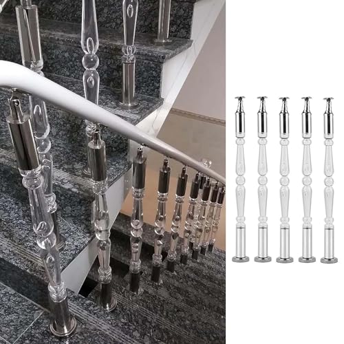 Balaustres acrílicos para escalera transparente con herrajes de acero inoxidable, 5 unidades, 85 cm, ideales para balcón, porche, barandilla y pasamanos