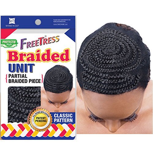 FreeTress Braided Unit Partial Braided Piece Classic Pattern Head Crochet Cap Shake N Go Black