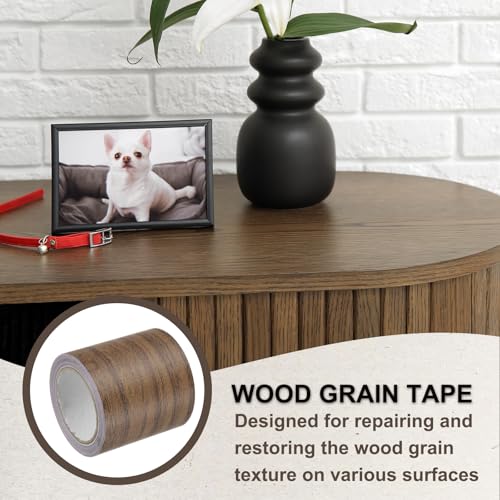 Image of PATIKIL Wood Grain Tape 2.2 inch x 15 Ft, Self-Adhesive Wood Texture Repair Tape Realistic Wood Effect Contact Paper Patch for Furniture Cabinets Floor Walls Home Decoration, Dark Brown Oak