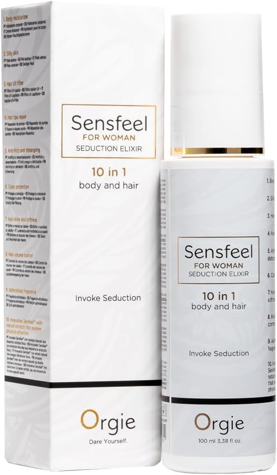 Orgie Sensfeel for Woman Seduction Elixir 10 in 1 – Pheromone Body & Hair Lotion with Aphrodisiac Scent. Boosts Female libido, enhances Allure. 333+ uses for Silky Skin, Sexy Scent & Seduction