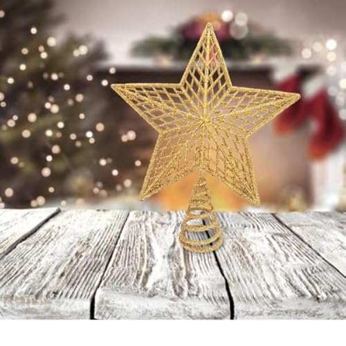Estrela Brilhante Com Glitter Ponteira Para Árvore De Natal 20 Cm (vermelho)