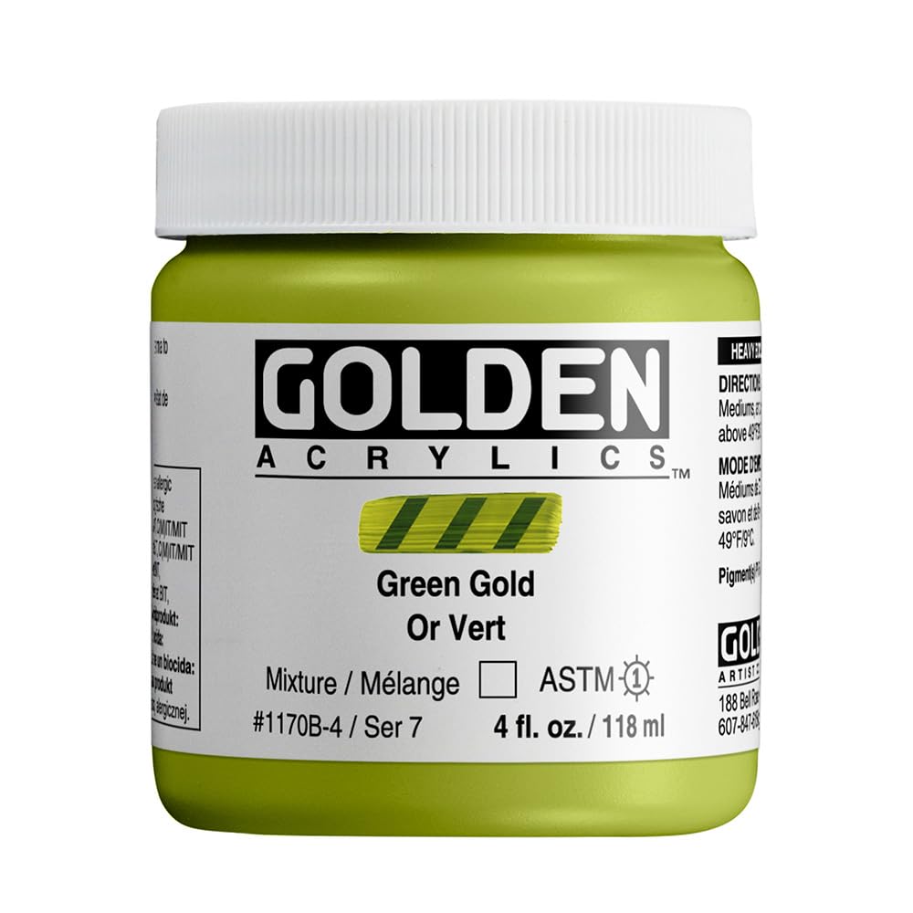 Golden 0001170-4 4oz. Heavy Body Acrylic Paint - Green Gold — image 1