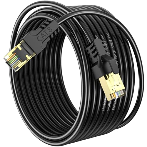 Image of Cat 8 Ethernet Cable 40FT,High Speed 40Gbps,2000Mhz,26AWG,Gold Plated RJ45 Connector,for Outdoor&Indoor,for /PC /Modem /Router /Gaming,Faster Than Cat7 /Cat6 /Cat5