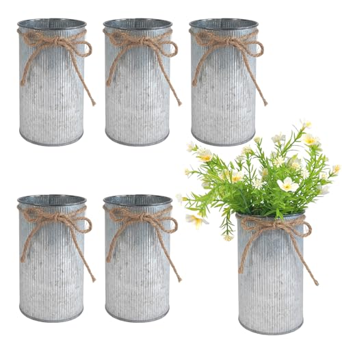 6" High Vase Centerpiece for Table, Rustic Farmhouse Mason Jars