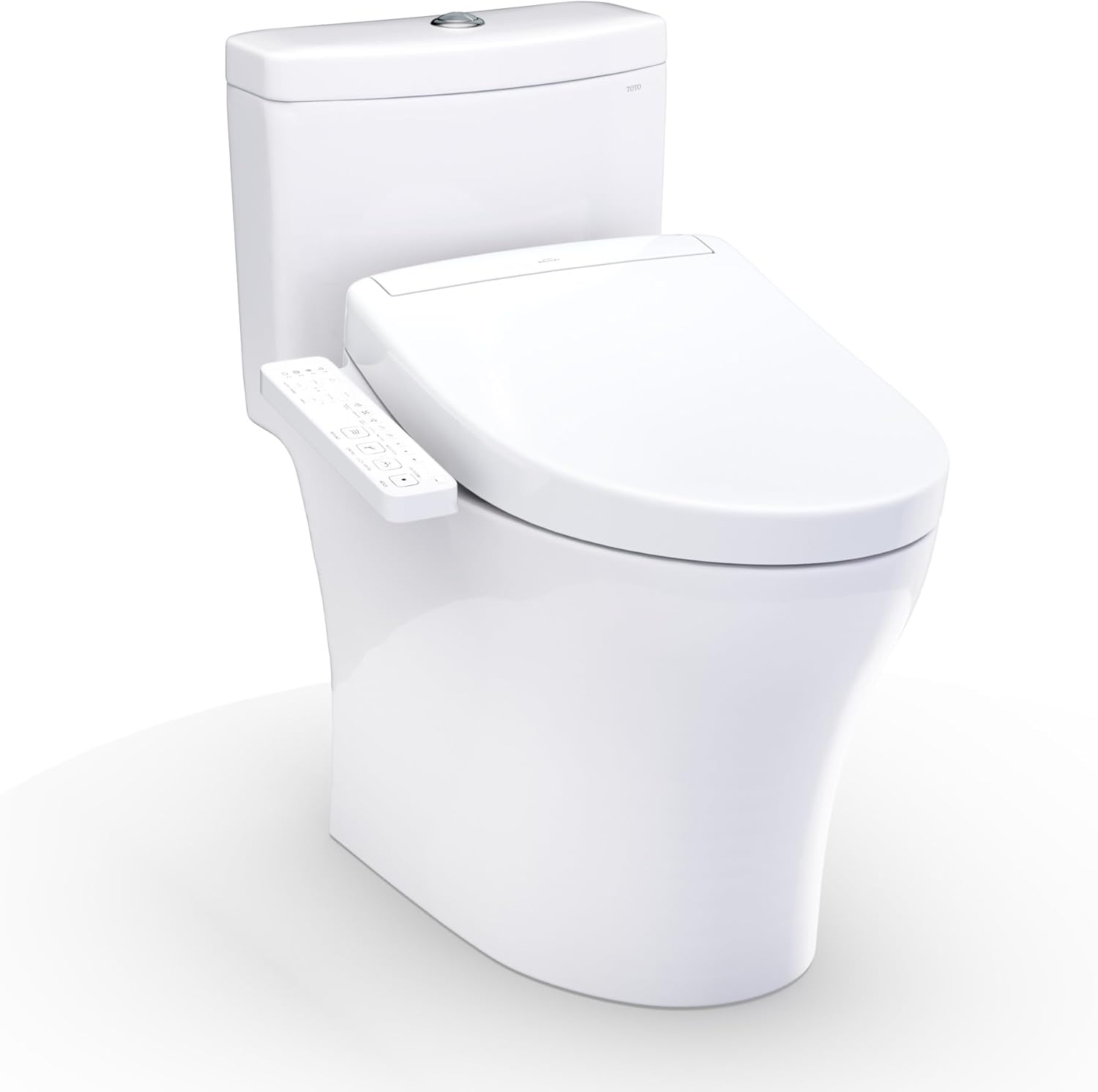TOTO® WASHLET®+ Aquia® IV One-Piece Elongated Dual Flush 1.28 and 0.9 GPF Toilet and WASHLET S2 Bidet Seat, Cotton White - MW6463346CEMFGN#01
