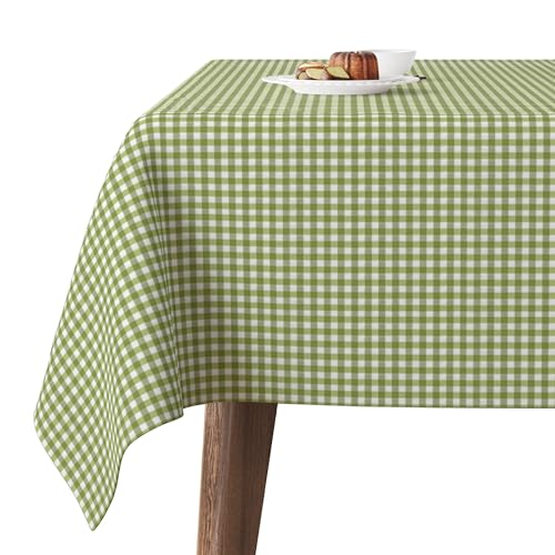 Nappe de table antitache vichy vert pistache 180 x 140 cm rectangulaire - 2