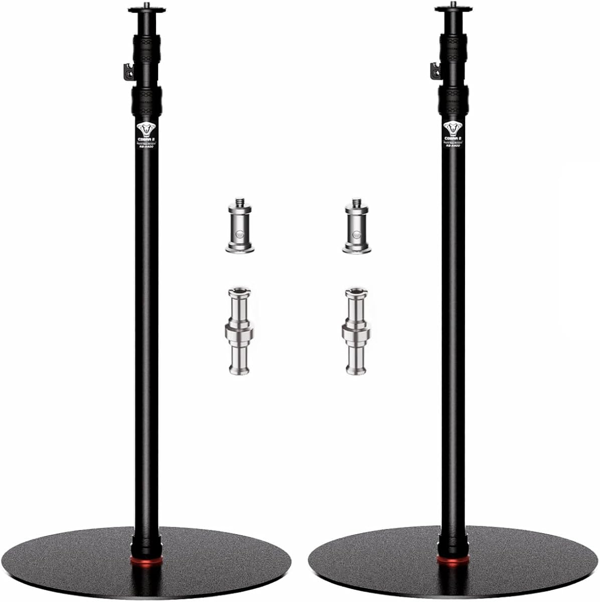 A400 Round Base Monopod Light Stand 79" 2 Pack | Aluminum Camera Floor Stand Tripod with 1/4" & 3/8" Screw Light Adapter for Camera Light Webcam Backdrop, Payload 22lb