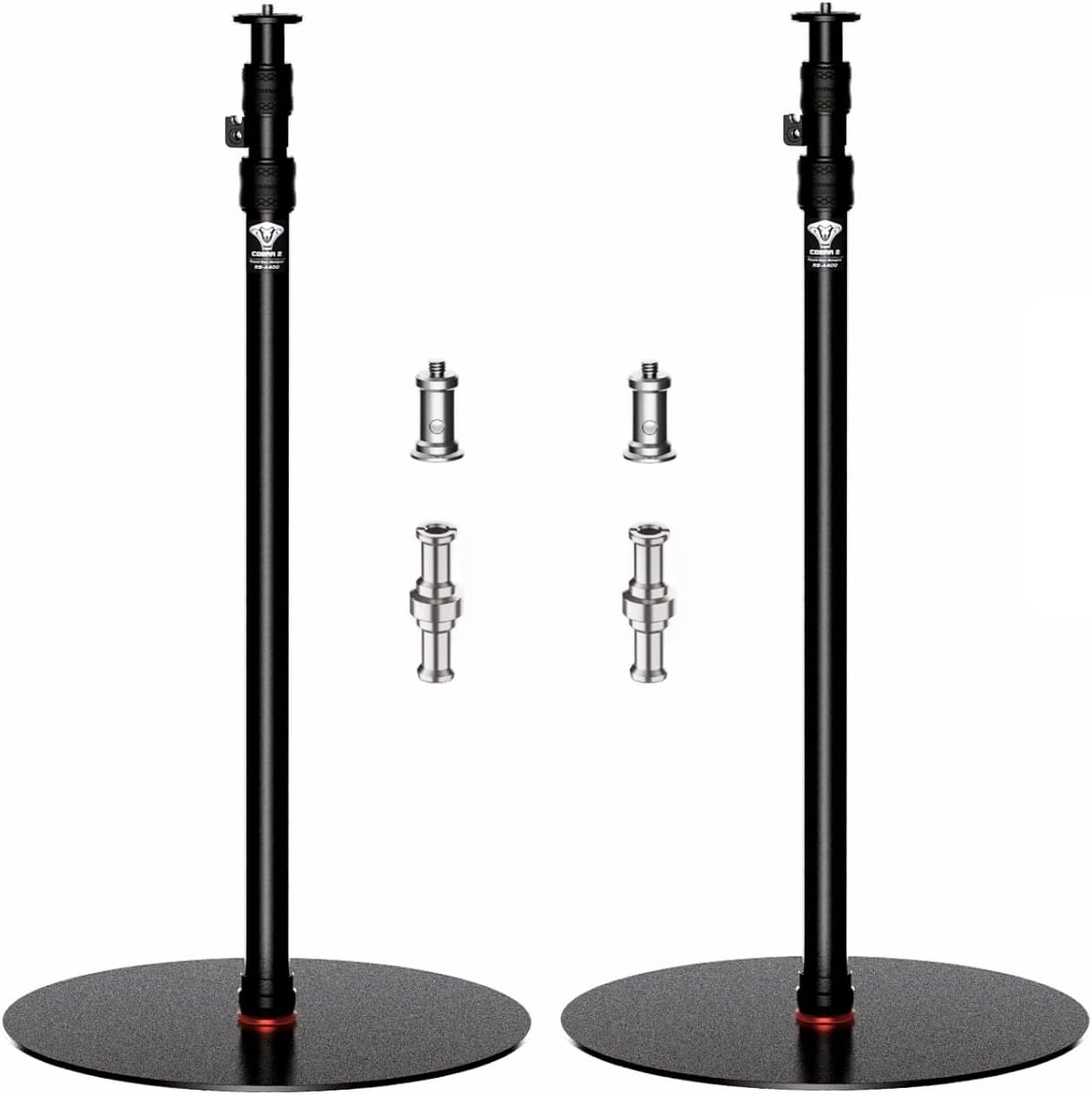 A400 Round Base Monopod, 79'' Video Light Stand with Flat Base, Aluminum Studio Tripod Monopod Stand for Video Recording, Live Streaming, Interview, Payload 22lb (2 Pack)