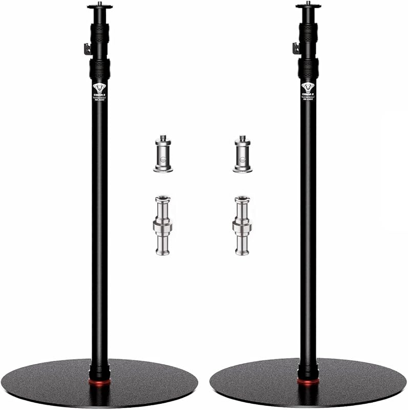 A400 Round Base Monopod Light Stand 79" 2 Pack | Aluminum Camera Floor Stand Tripod with 1/4" & 3/8" Screw Light Adapter for Camera Light Webcam Backdrop, Payload 22lb