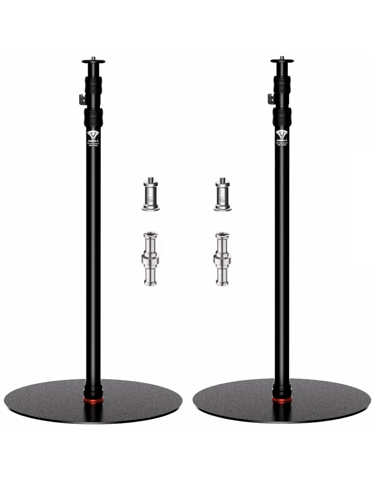 A400 Round Base Monopod, 79'' Photography Light Stand with Flat Base, Aluminum Studio Tripod Monopod Stand for Video Recording, Live Streaming, Interview, Payload 22lb (2 Pack)