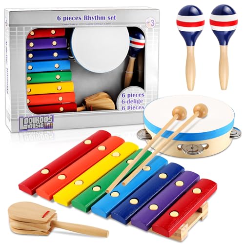 Image of LOOIKOOS Kids Musical Instruments Montessori Wooden Toys for Toddlers,Percussion Instruments Set for Kid Preschool Educational Musical Toys for Boys and Girls Gifts