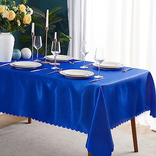 KKJIAF 1 Pack Royal Blue Satin Tablecloth 58" x 102"