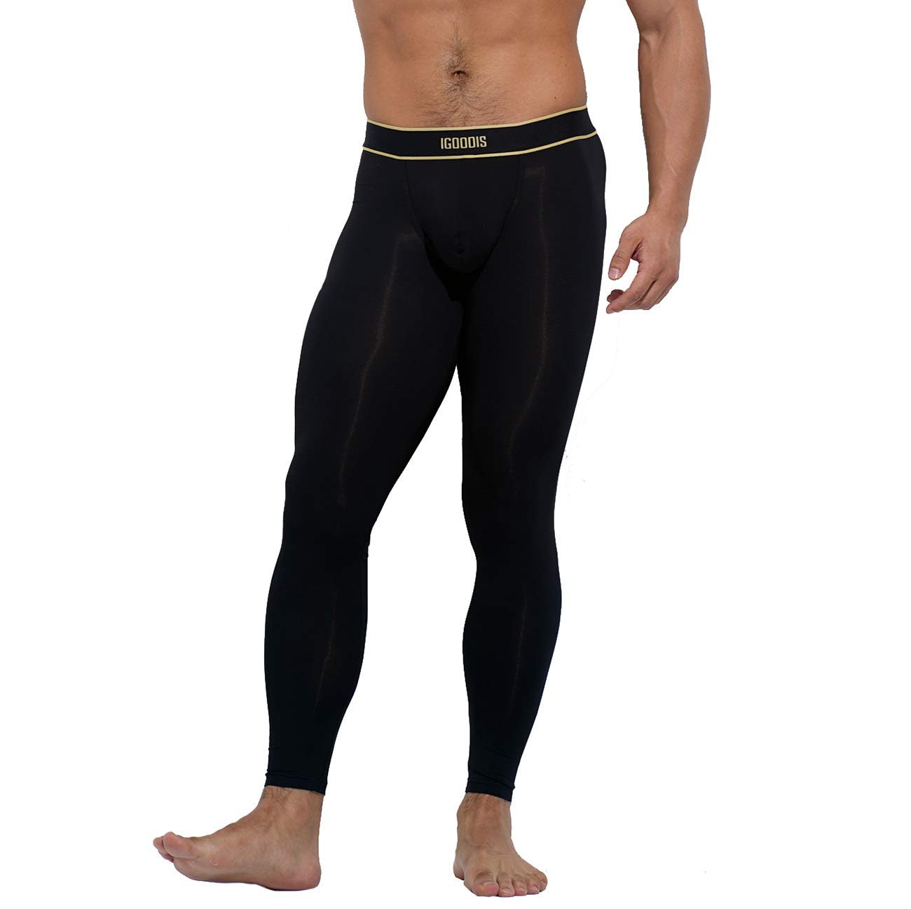 DESMIIT Men's U-Pouch Modal Warm Pants Soft Long Johns Thermal Underwear Black Large