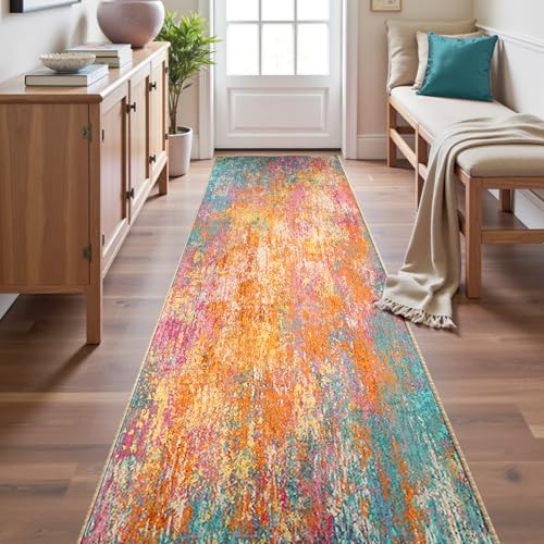 RELEANY Washable Runner 2'x10' Abstract Area Rug for Hallway Starlight