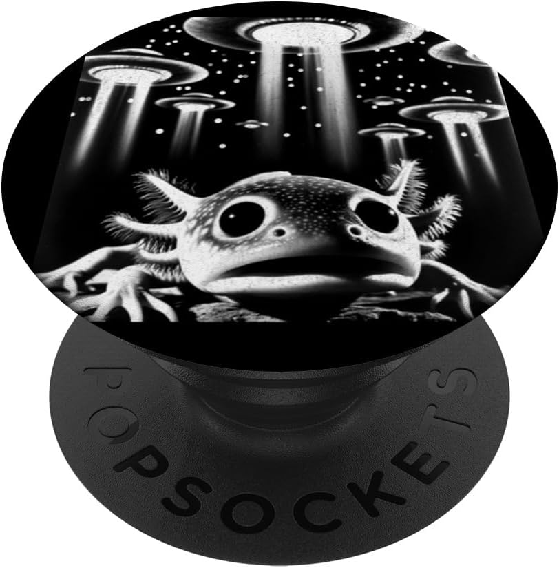Axolotl UFO | Funny Invasion Meme Alien Axolotl UFO Selfie PopSockets MagSafe PopGrip for iPhone