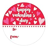 Valentine's Day Stickers for Kids, Red Heart Valentine Label Stickers, to from Valentines Labels - 40 Count