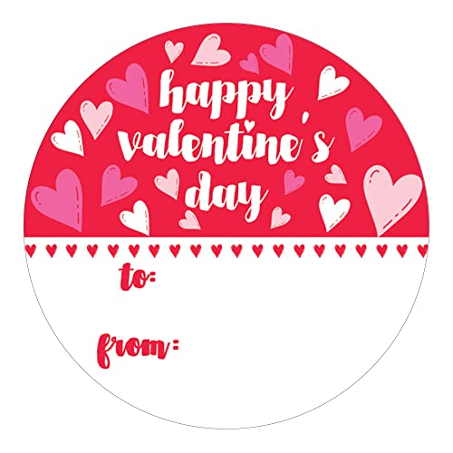 Valentine's Day Stickers for Kids, Red Heart Valentine Label Stickers, to from Valentines Labels - 40 Count