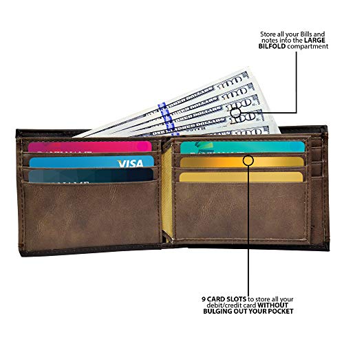 Dockers Men's Bifold Leather Wallet - Thin Slimfold Extra Capacity, Brown Stitch, One Size #TOP4