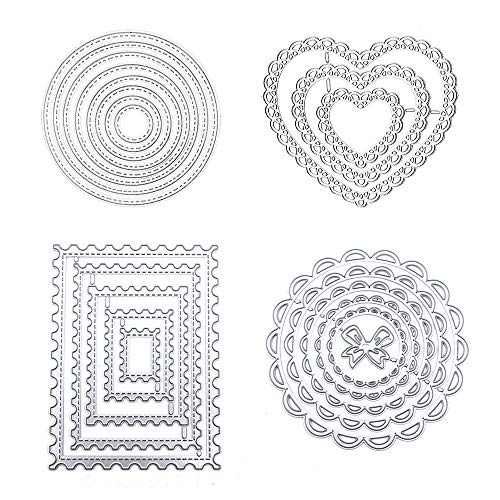 4 Formas de Troqueles de Corte, 22 pcs Plantilla de Metal, Herramienta de Grabación en Relieve para álbum de recortes de bricolaje tarjeta de papel decoración para tartas, fabricación de manualidades Cover
