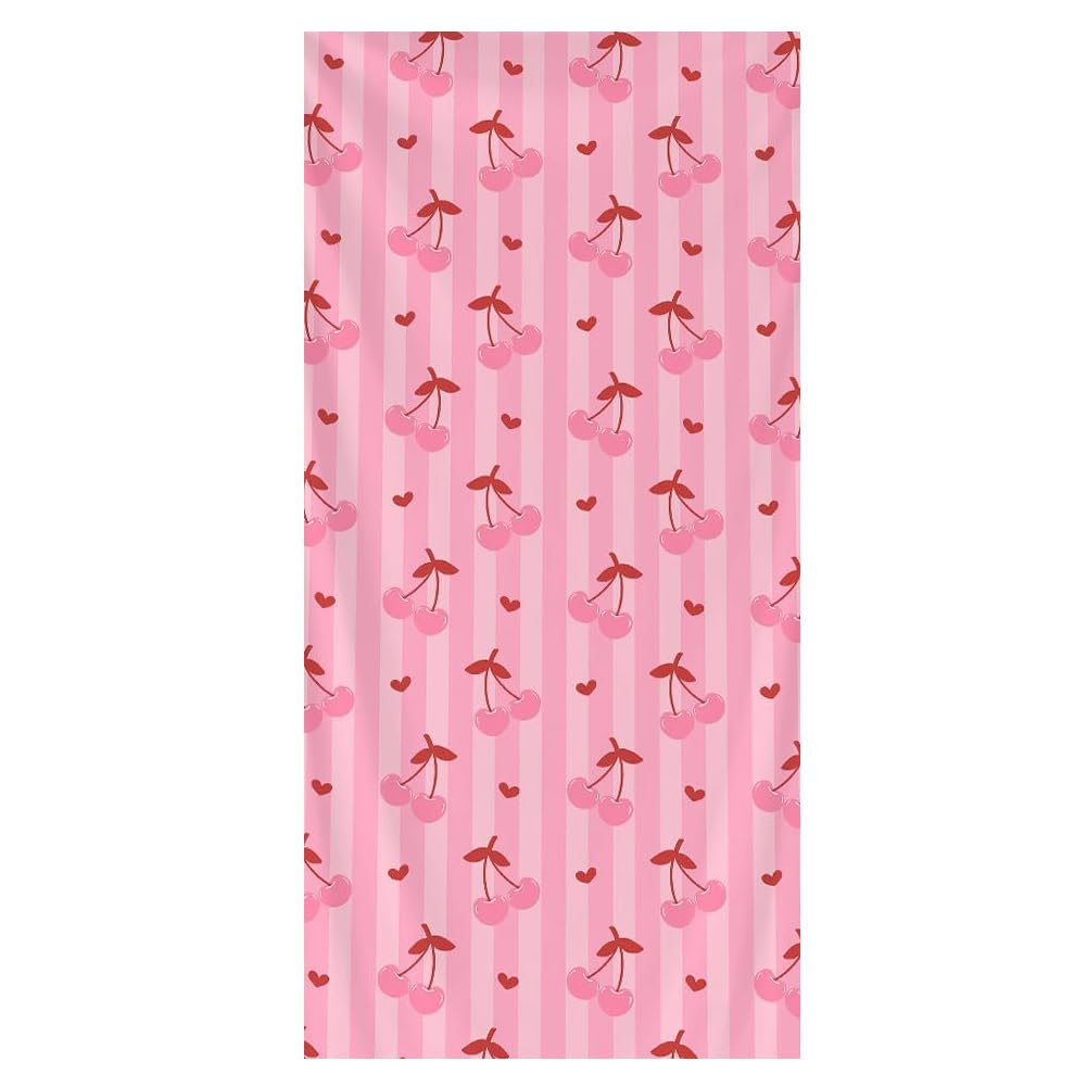 JynxtoyZeal Cherry Striped Beach Towel, Soft Microfibre Sand Free Beach Towel, Lightweight Quick Dry Pool Towel for Adults, Beach & Travel Essentials-180x90cm