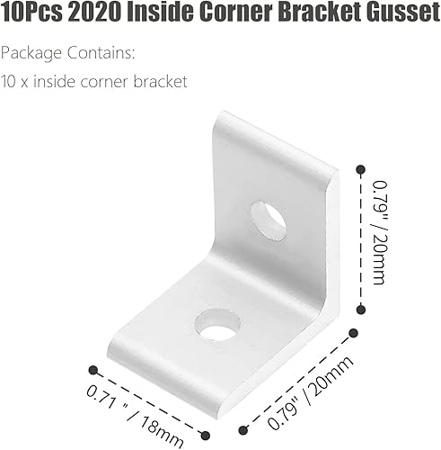 Miniatura 9 de 10 piezas de refuerzo de soporte de esquina interior 4040, soportes de extrusión de aluminio plateado 4080, conector de soporte en L de aluminio de