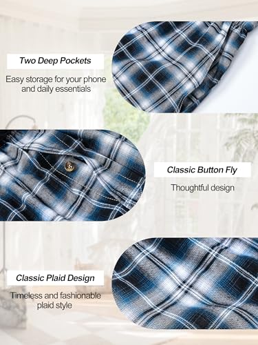 Image of yuyangdpb Men's 3-Pack Woven Pajama Short Cotton Plaid Sleepwear Shorts Button Open Fly with Pockets