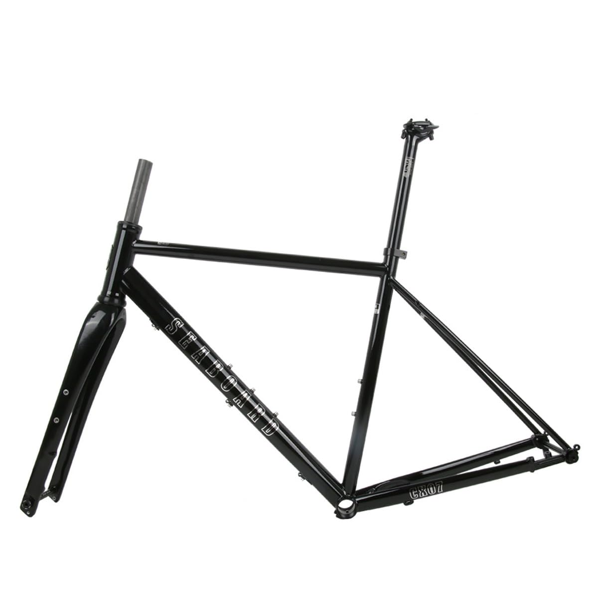 700C Rennradrahmen, Gravelrahmen, 44/47/50/53/56 cm, Scheibenbremsen, Cr-Mo-Stahl, Carbonfasergabel, 100/142 mm Steckachse (glänzend schwarz, 50 cm)